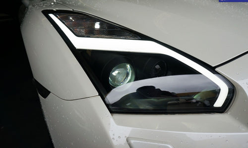 R35 GTR  JDM Black LED DRL PROJECTOR DYNAMIC SIGNAL HEADLIGHTS  2007 - 2014