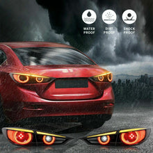 MAZDA 3 LED TAIL LIGHTS SMOKED 3D LED STRIPE TAIL LIGHTS WITH LED INDICATORS 2014 - 2018