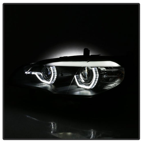 Black 3D Dual LED DRL Projector Head Lights for 2007 - 2010 BMW