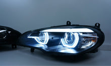 Black 3D Dual LED DRL Projector Head Lights for 2007 - 2010 BMW