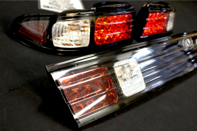 NISSAN SILVIA S14 200SX Jdm Black LED TAIL LIGHTS & SMOKED GARNISH FOR 93-98