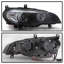 Black 3D Dual LED DRL Projector Head Lights for 2007 - 2010 BMW